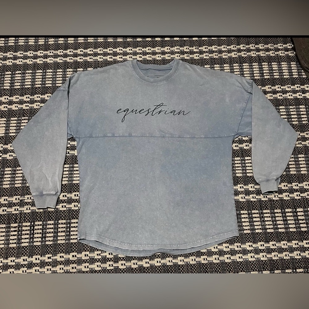 Dapplebay light blue oversized tie dye Womens Long Sleeve Equestrian Horse lover